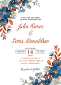 Editable Wedding Invitation Fall/Winter Floral Canva Template 5 x 7