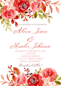 Editable Wedding Invitation Red Floral Canva Template 5 x 7