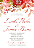 Editable Wedding Invitation Red Floral Canva Template 5 x 7
