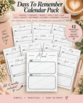 January–December Days To Remember Calendar Pack