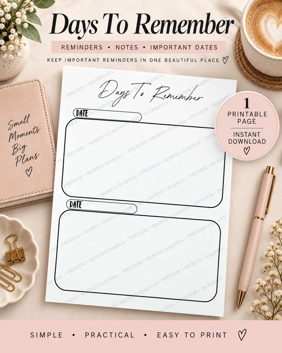 Days To Remember Printable