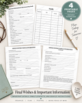Final Wishes & Important Information Packet – 4 Pages