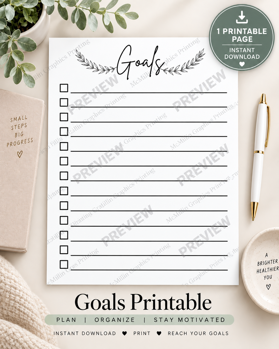 Goals Printable