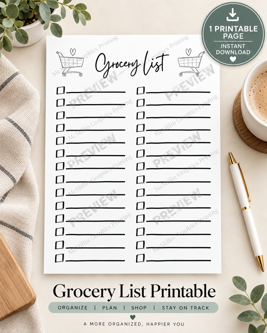 Grocery List Printable