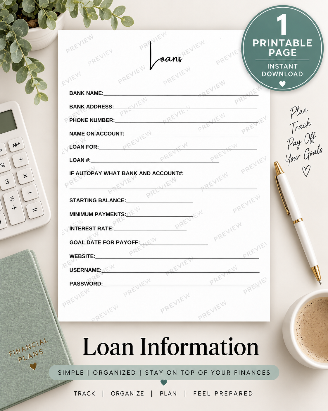 Loan Information Printable