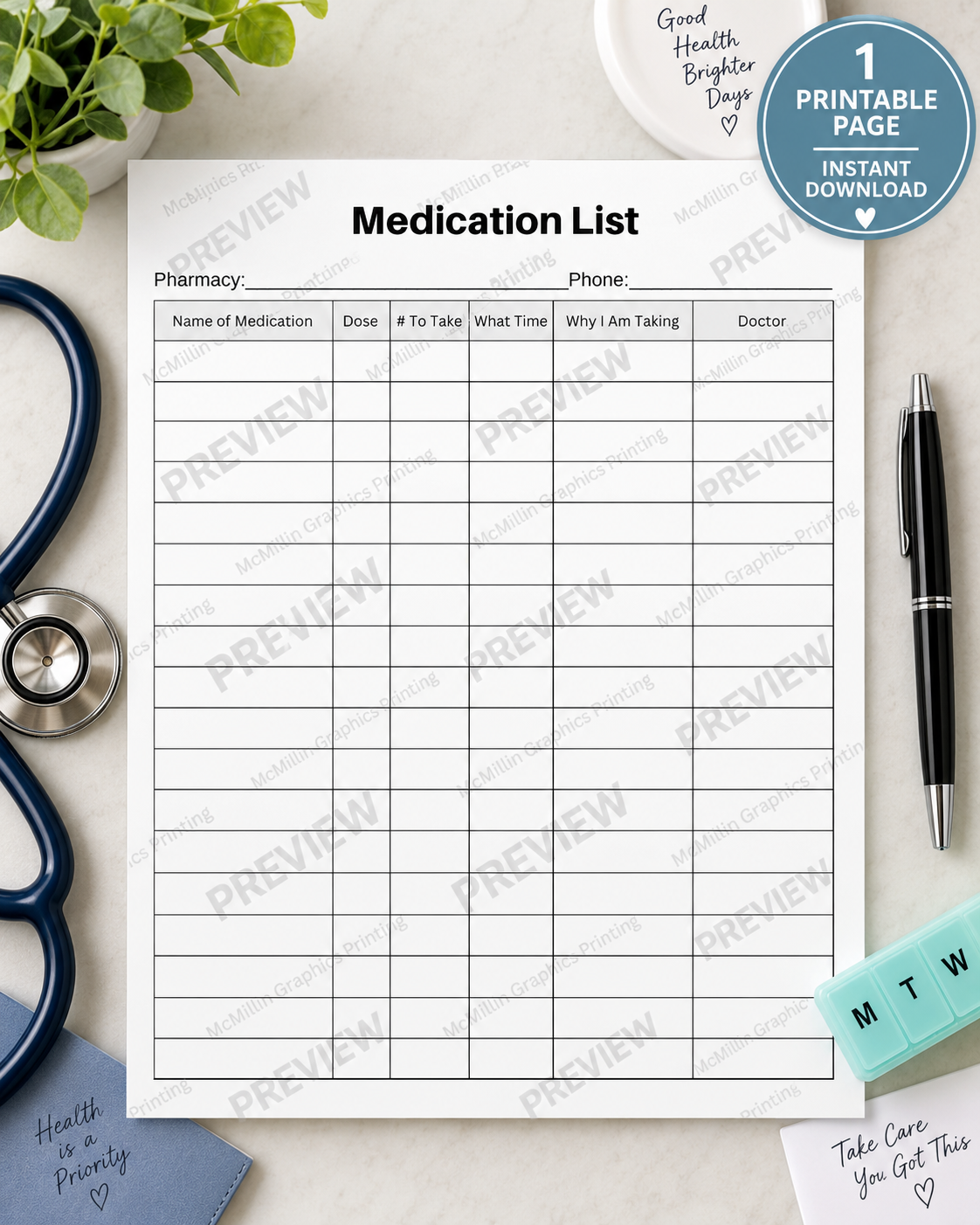 Medication List Printable