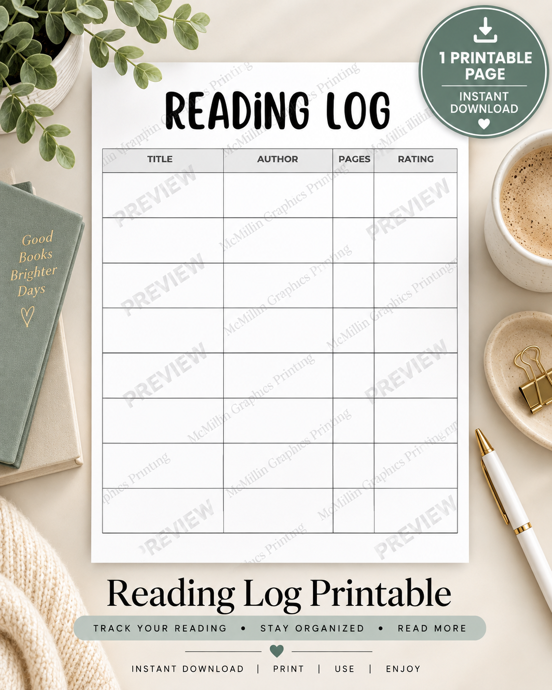 Reading Log Printable