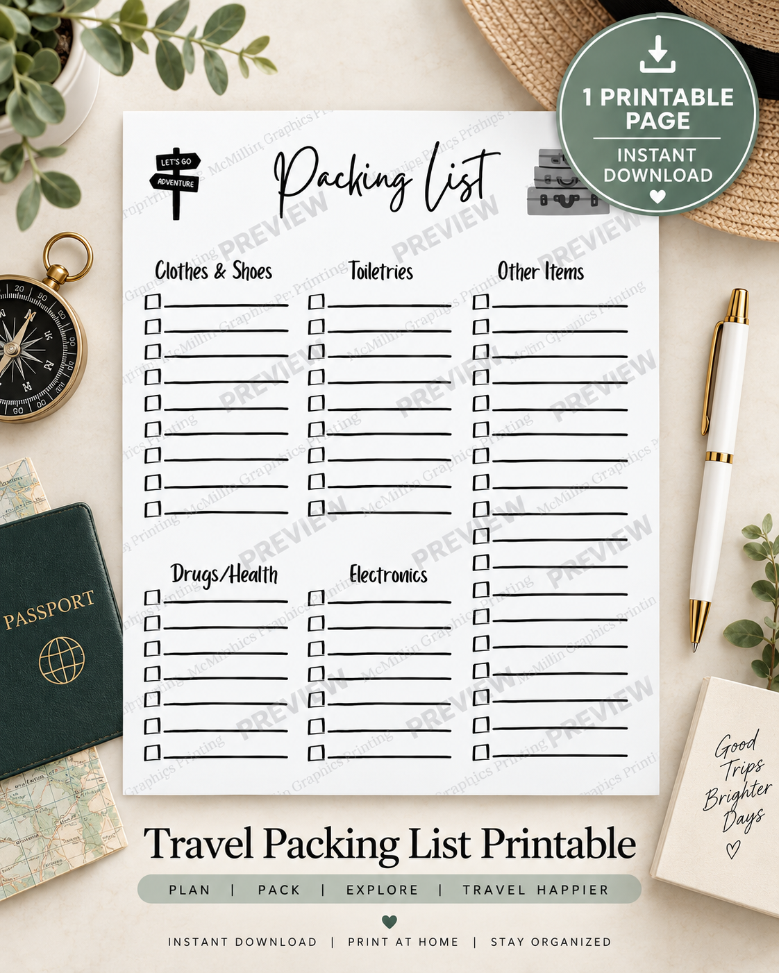 Travel Packing List Printable