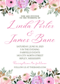 Editable Wedding Invitation Pink and Purple Floral Canva Template 5 x 7